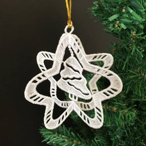 3D FSL Christmas Ornaments Free Standing Lace Machine Embroidery Designs Instant Download 4x4 hoop 8 designs APE2637