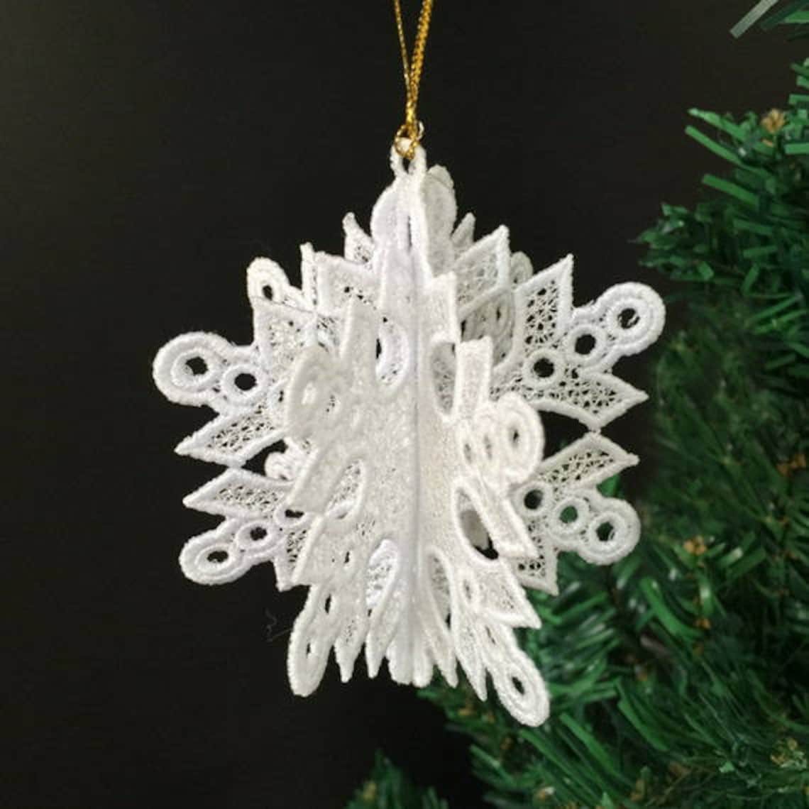 3D FSL Snowflakes Free Standing Lace Machine Embroidery Etsy