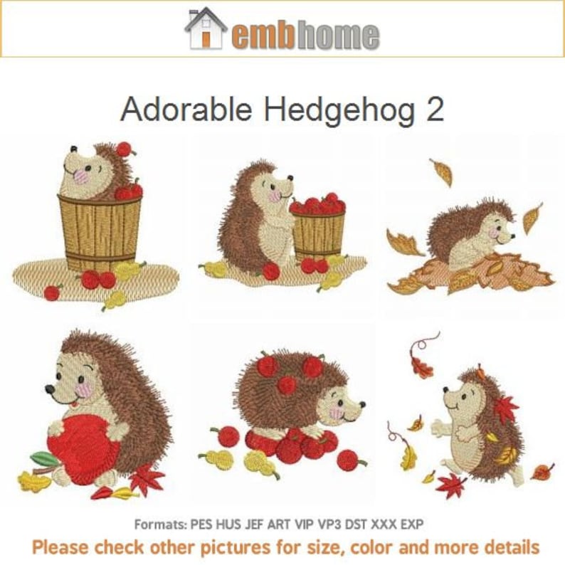 Adorable Hedgehog Cute Animals Pack Machine Embroidery Designs Etsy