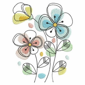 Doodle Flowers Machine Embroidery Designs Instant Download 4x4 5x5 6x6 ...