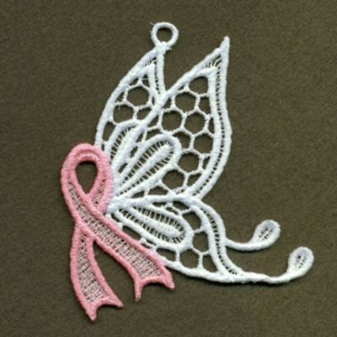 FSL Pink Ribbon Butterfly Machine Embroidery Design Free Standing Lace ...