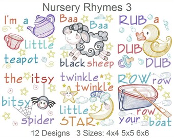 Nursery Rhymes Machine Embroidery Designs Instant Download 4x4 5x5 6x6 hoop 12 designs APE3254