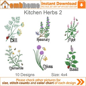 Kitchen Herbs Machine Embroidery Designs Instant Download 4x4 hoop 10 designs APE2178
