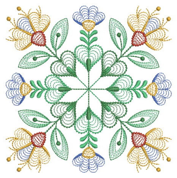 Baltimore Album Quilt Machine Embroidery Designs Pack Instant