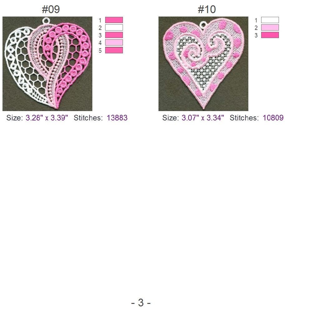 FSL Fancy Hearts Free Standing Lace Machine Embroidery Designs Instant ...