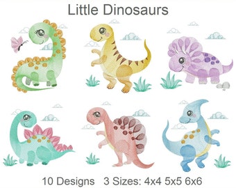 Little Dinosaurs Machine Embroidery Designs Pack Instant Download 4x4 5x5 6x6 hoop 10 designs APE3038