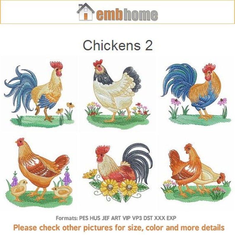 Chickens Machine Embroidery Designs Instant Download 4x4 5x5 Etsy