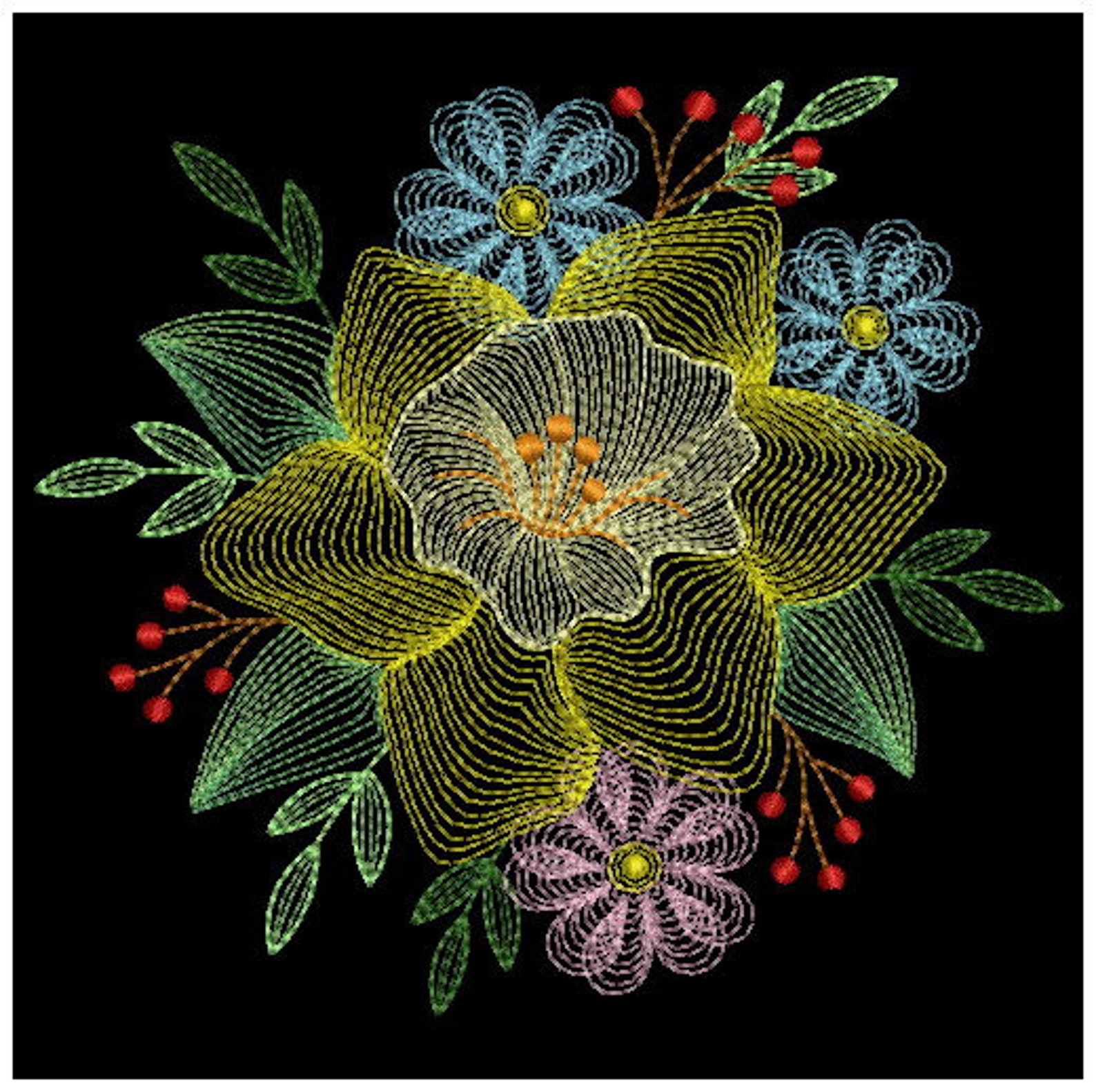 Blooming Garden Machine Embroidery Designs Instant Download Etsy