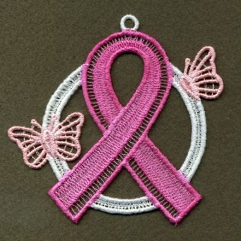 FSL Pink Ribbon Machine Embroidery Design Free Standing Lace Etsy