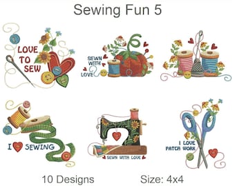 Sewing Fun Machine Embroidery Designs Pack Instant Download 4x4 hoop 10 designs APE2577