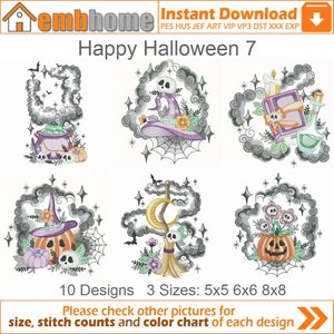 Happy Halloween Maschine Embroidery Designs Pack Instant Download 5x5 6x6 8x8 Stickrahmen 10 Designs APE3491