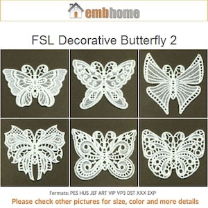 FSL Decorative Butterfly Animal Ornament Free Standing Lace Machine Embroidery Designs Instant Download 4x4 hoop 10 designs APE1648