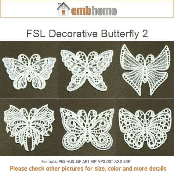 FSL Decorative Butterfly Animal Ornament Free Standing Lace Machine  Embroidery Designs Instant Download 4x4 hoop 10 designs APE1648