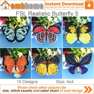FSL Realistic Butterfly Free Standing Lace Machine Embroidery Designs Instant Download 4x4 hoop 10 designs APE3213