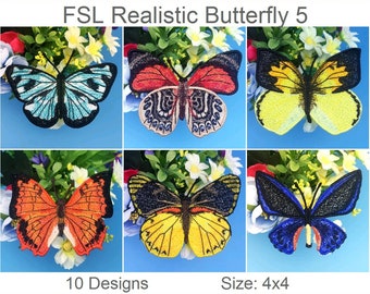 FSL Realistic Butterfly Free Standing Lace Machine Embroidery Designs Instant Download 4x4 hoop 10 designs APE3213