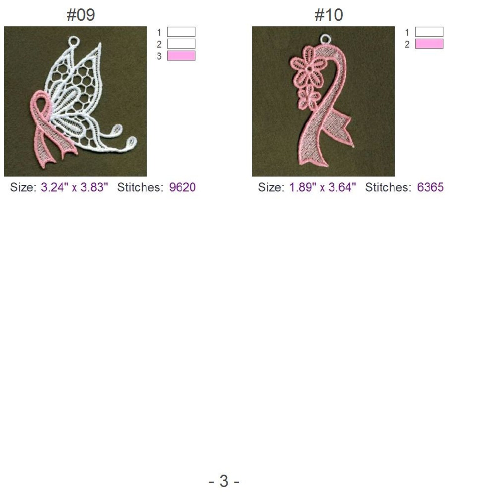 FSL Pink Ribbon Ornament Free Standing Lace Machine Embroidery Designs ...