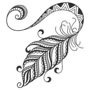 Blackwork Feathers Machine Embroidery Designs Pack Instant Download 4x4 ...