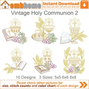 Vintage Holy Communion Machine Embroidery Designs Instant Download 5x5 6x6 8x8 hoop 10 designs APE3070