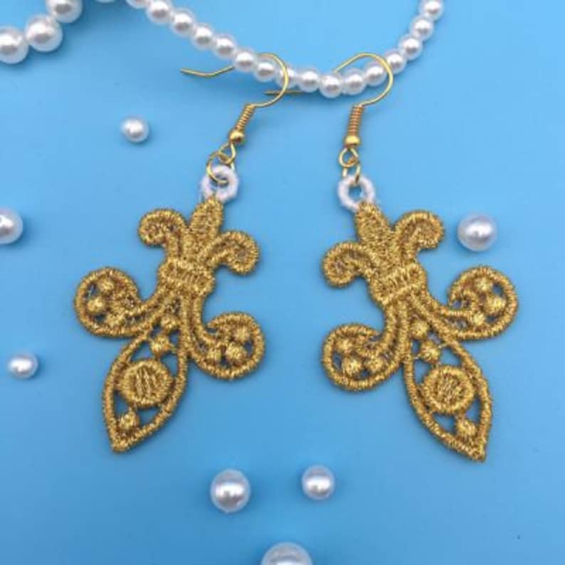 FSL Earrings and Pendant Free Standing Lace Machine Embroidery Etsy