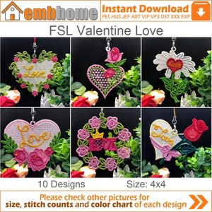 FSL Valentine Love Free Standing Lace Machine Embroidery Designs Instant Download 4x4 hoop 10 designs SHE5467