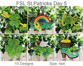 FSL St.Patricks Day Free Standing Lace Machine Embroidery Designs Instant Download 4x4 hoop 10 designs APE3418