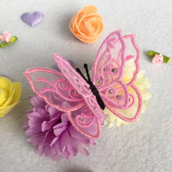 Organza Clip With Embroidered Butterfly main image 1