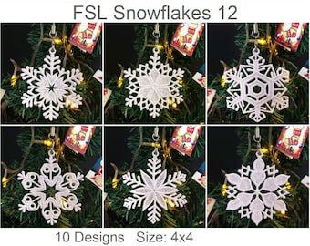 FSL Snowflakes Free Standing Lace Christmas Ornament Machine Embroidery Designs Instant Download 4x4 hoop 10 designs APE3130