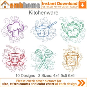 Kitchenware Machine Embroidery Designs Instant Download 4x4 5x5 6x6 hoop 10 designs APE2441