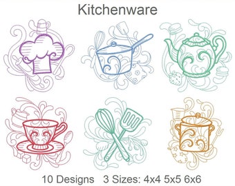 Kitchenware Machine Embroidery Designs Instant Download 4x4 5x5 6x6 hoop 10 designs APE2441