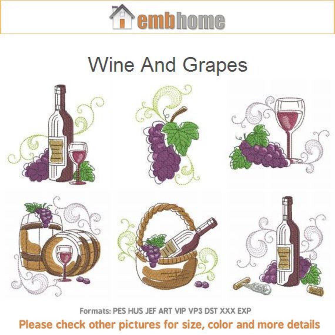 Wine and grapes machine embroidery designs instant download  etsy Wine and grapes machine embroidery designs instant download  etsy