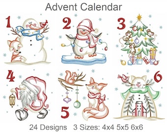 Advent Calendar Machine Embroidery Designs Instant Download 4x4 5x5 6x6 hoop 24 designs APE3537