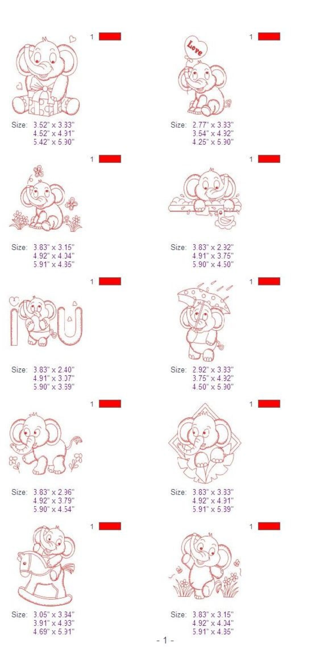 Redwork baby elephant adorable animal machine embroidery  etsy Redwork baby elephant adorable animal machine embroidery  etsy