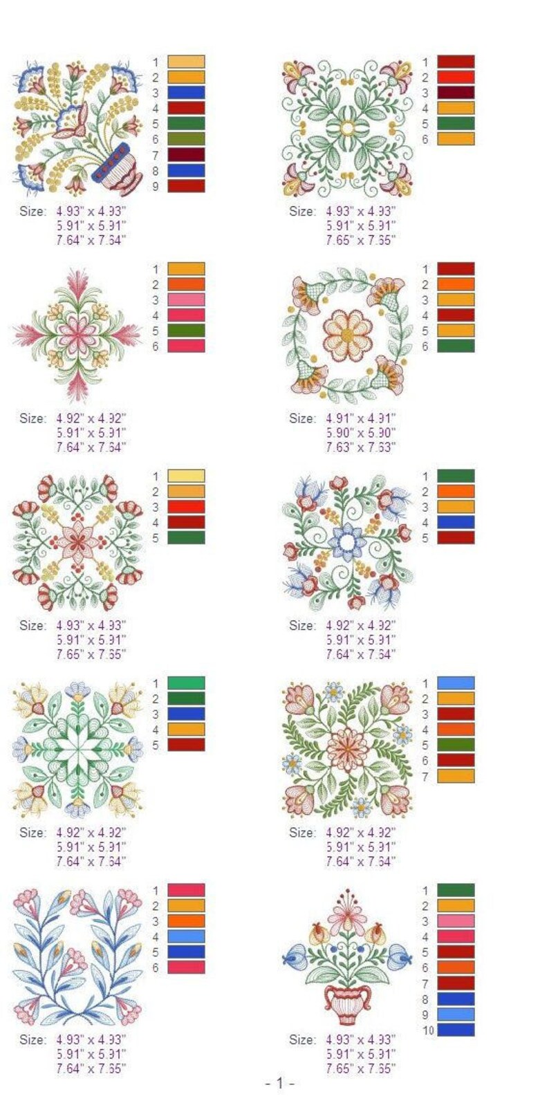 Baltimore Album Quilt Machine Embroidery Designs Pack Instant Etsy