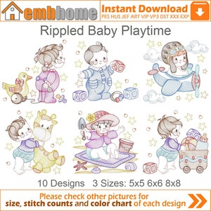 Rippled Baby Playtime Pack Machine Embroidery Designs Instant Download 5x5 6x6 8x8 hoop 10 designs APE2796