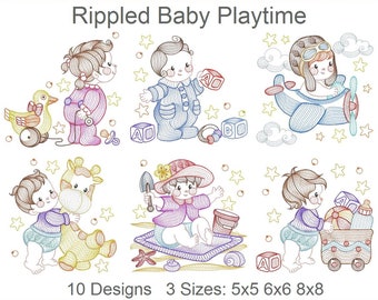 Rippled Baby Playtime Pack Machine Embroidery Designs Instant Download 5x5 6x6 8x8 hoop 10 designs APE2796