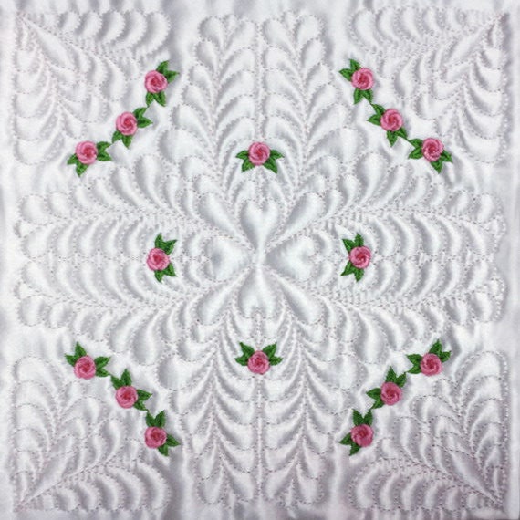 Trapunto Rose Quilt Block Machine Embroidery Designs Pack Etsy