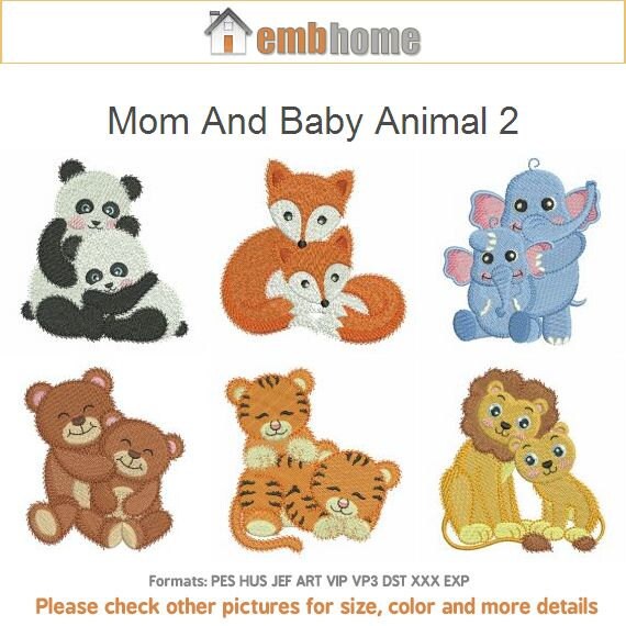 Maman Et Bebe Animal Machine Embroidery Designs Instant Etsy