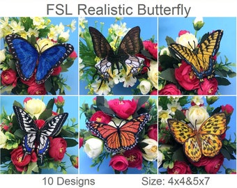 FSL Realistic Butterfly Free Standing Lace Ornaments Machine Embroidery Designs Instant Download 5x7 hoop 10 designs APE2702