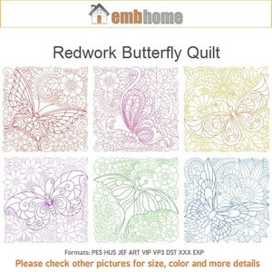 Redwork Butterfly Quilt Machine Embroidery Designs Pack Instant Download 5x5 6x6 8x8 hoop 10 designs APE3318