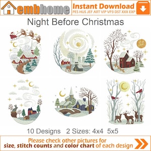 Night Before Christmas Pack Machine Embroidery Designs Instant Download 4x4 5x5 hoop 10 designs SHE2834