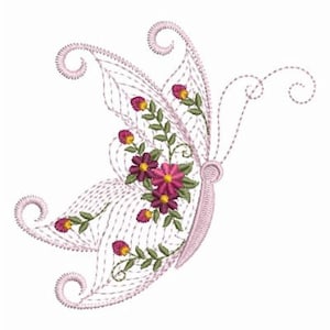 Rippled Flower Butterfly Machine Embroidery Design Instant Download 4x4 5x5 6x6 hoop