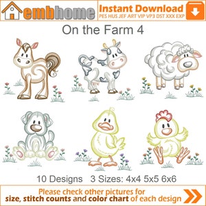 On the Farm Machine Embroidery Designs Pack Instant Download 4x4 5x5 6x6 hoop 10 designs APE3174