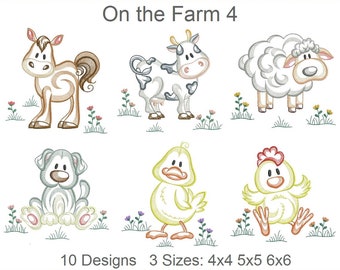 On the Farm Machine Embroidery Designs Pack Instant Download 4x4 5x5 6x6 hoop 10 designs APE3174