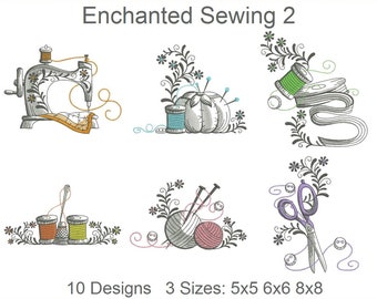 Enchanted Sewing Machine Embroidery Designs Pack Instant Download 5x5 6x6 8x8 hoop 10 designs APE2683