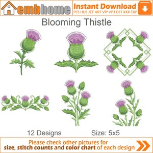 Blooming Thistle Floral Flowers Seasons Machine Embroidery Designs Pack Instant Download 5x5 hoop 12 designs APE1977