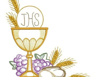 Communion Holy Chalice Machine Embroidery Designs Pack Instant Download 4x4 5x5 6x6 hoop APE2071-003