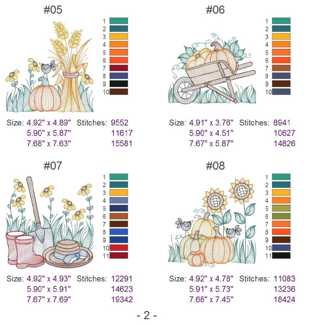 Rippled Fall Scenes Machine Embroidery Designs Pack Instant - Etsy