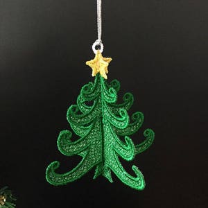 3D FSL Christmas Trees Free Standing Lace Machine Embroidery Designs Instant Download 4x4 hoop 5 designs APE2588