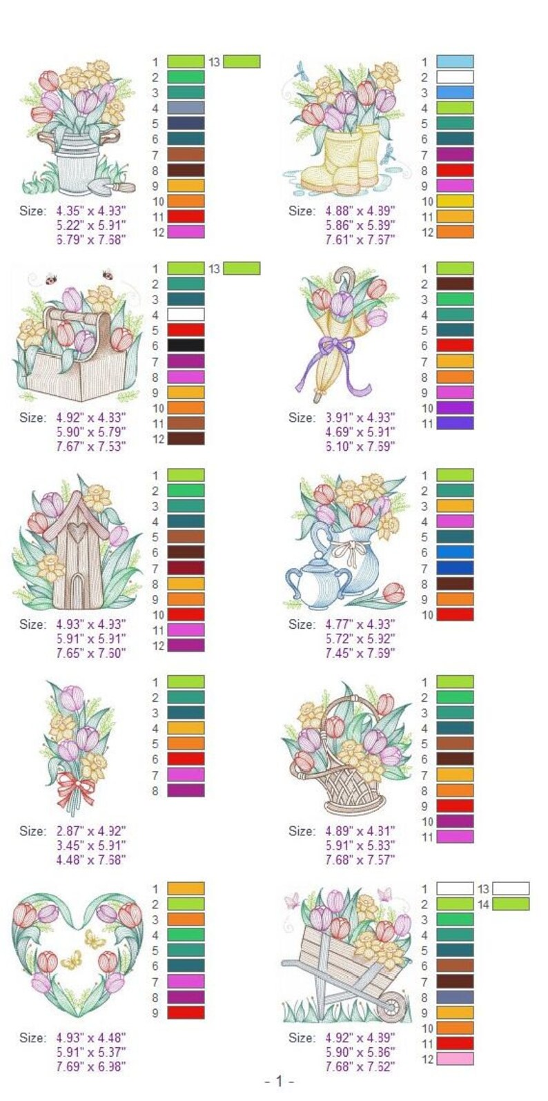 Tulips Garden Machine Embroidery Designs Pack Instant Download Etsy