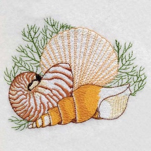 Seashell Summer Holiday Machine Embroidery Design Instant Download 4x4 5x5 hoop